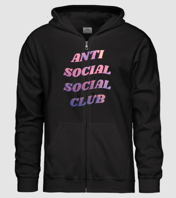 Anti social social club pink model negru pe tricou