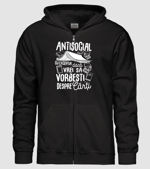 Antisocial, cu excepția dacă vrei să vorbești despre cărți model negru pe tricou