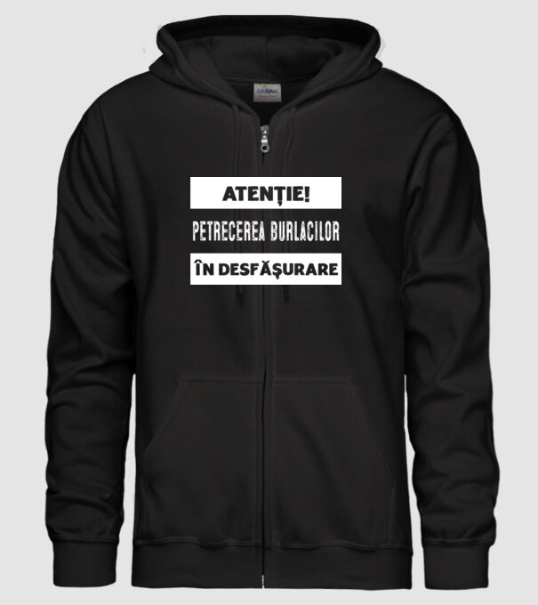 atenție! petrecerea burlacilor în desfășurare model negru pe tricou