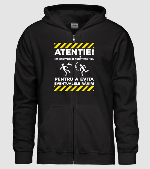 atenție! nu interveni în activitatea mea pentru a evita eventualele răniri model negru pe tricou