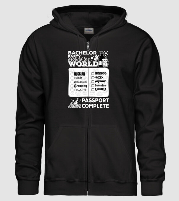 Bachelor Party World tour model negru pe tricou