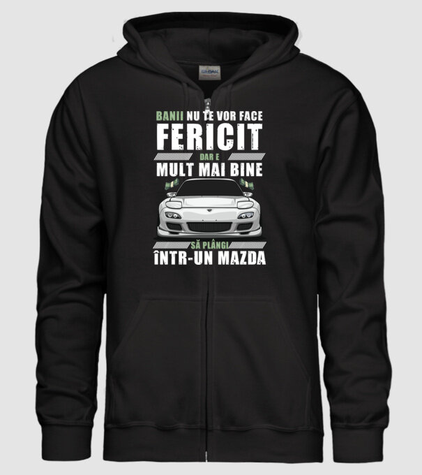 banii nu te vor face fericit, dar e mult mai bine să plângi într-un Mazda model negru pe tricou