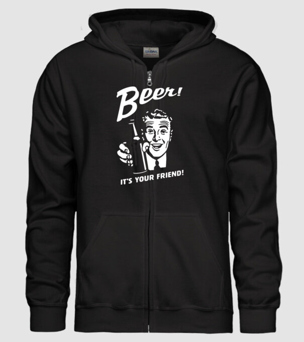 beer is your friend model negru pe tricou