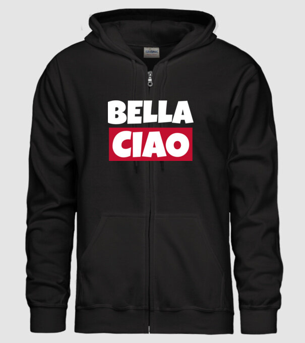 bella ciao logo model negru pe tricou