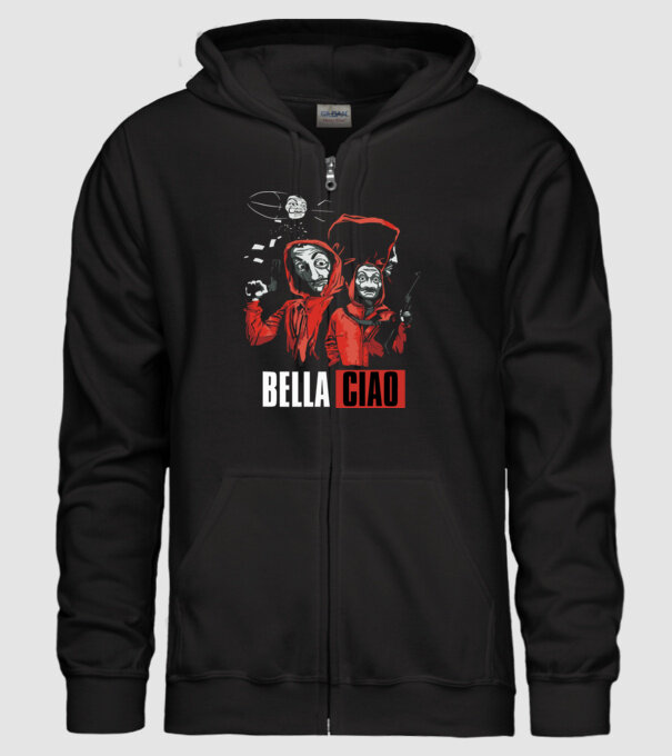 bella ciao money heist model negru pe tricou