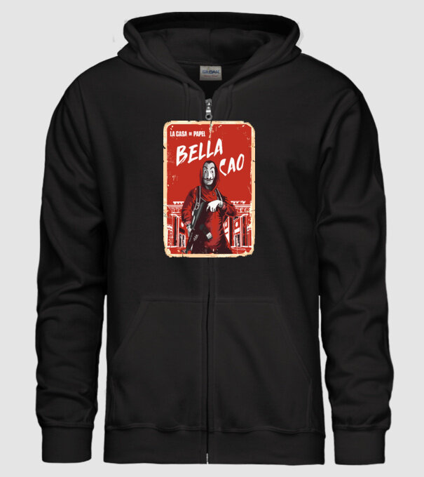 bella ciao poster retro model negru pe tricou