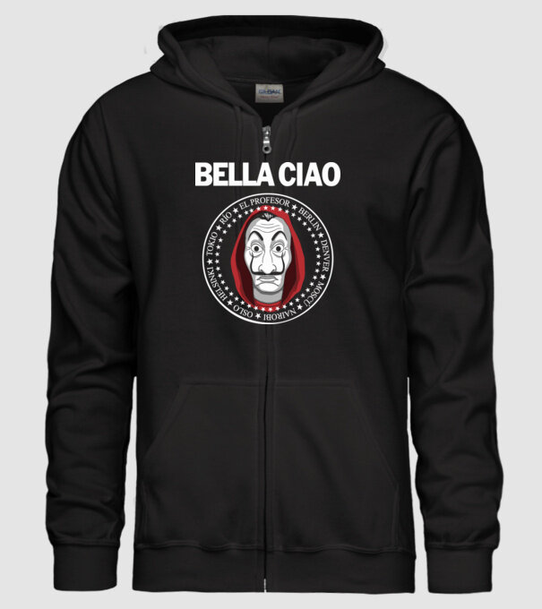 bella ciao stroke white model negru pe tricou