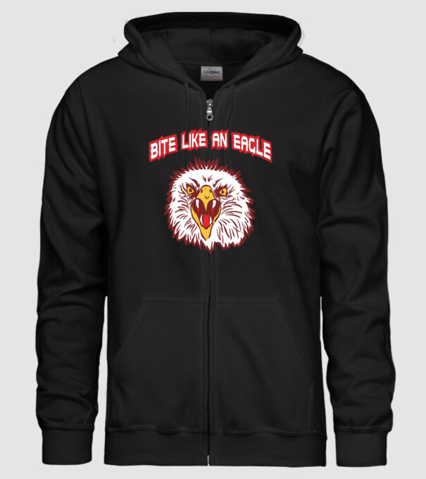 bite like an eagle cobra kai model negru pe tricou