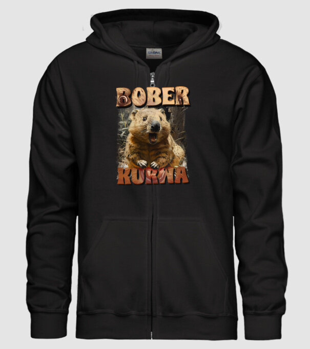 BOBER wombat model negru pe tricou