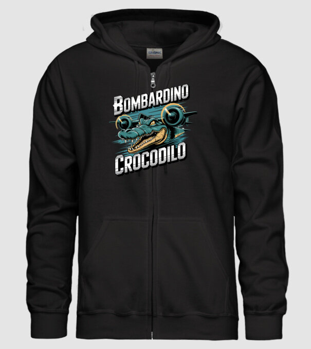 Bombardino Crocodilo 2 model negru pe tricou