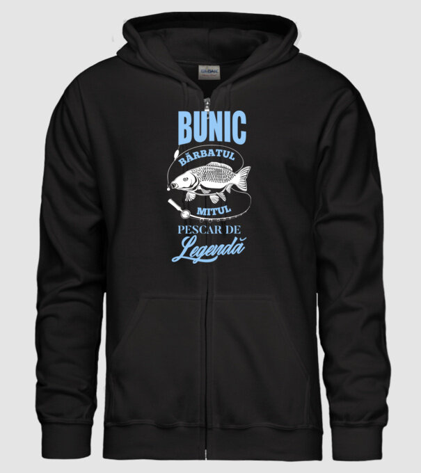 Bunic - bărbatul, mitul, pescar de legendă model negru pe tricou