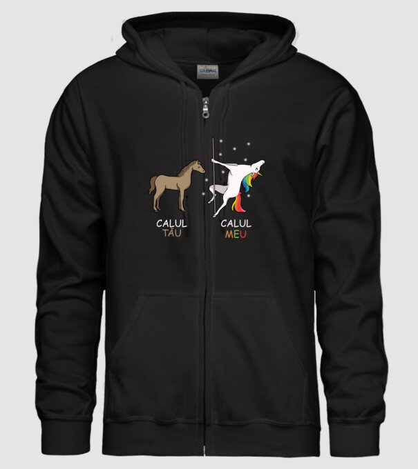 calul tău - calul meu model negru pe tricou
