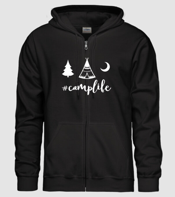 camplife model negru pe tricou