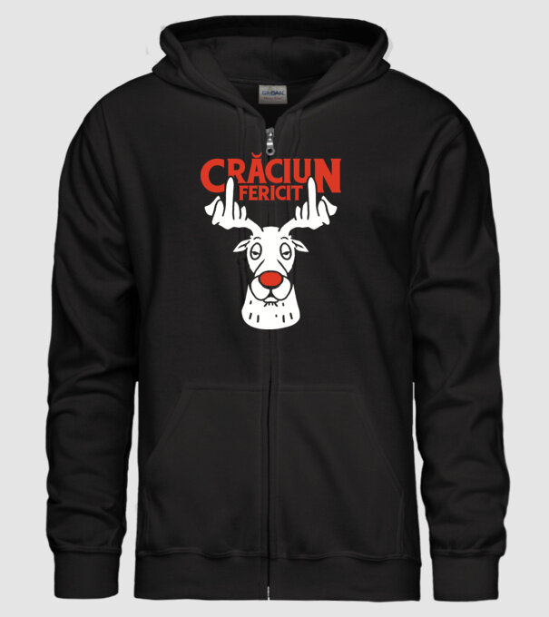 Căprioară de Crăciun antisocială model negru pe tricou