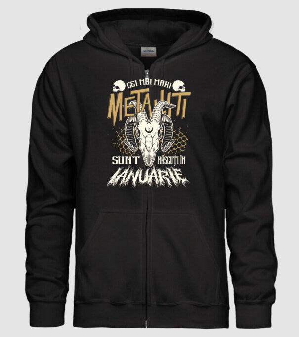 Cei mai mari metaliști sunt născuți în ianuarie. model negru pe tricou