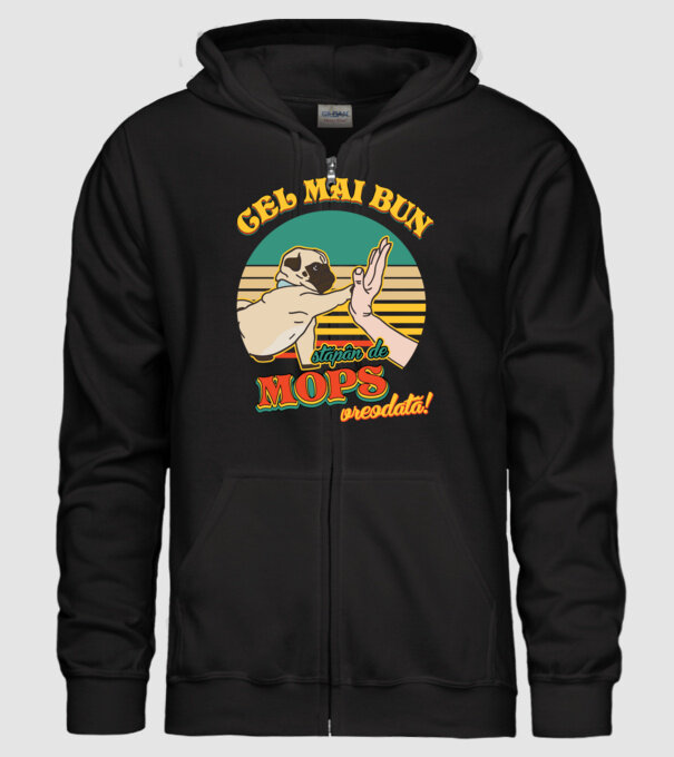 Cel mai bun stăpân de mops vreodată! model negru pe tricou
