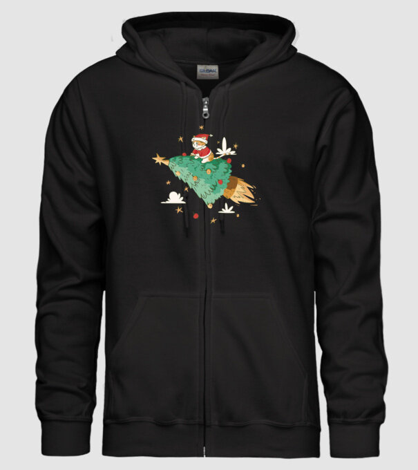 Christmas cat model negru pe tricou