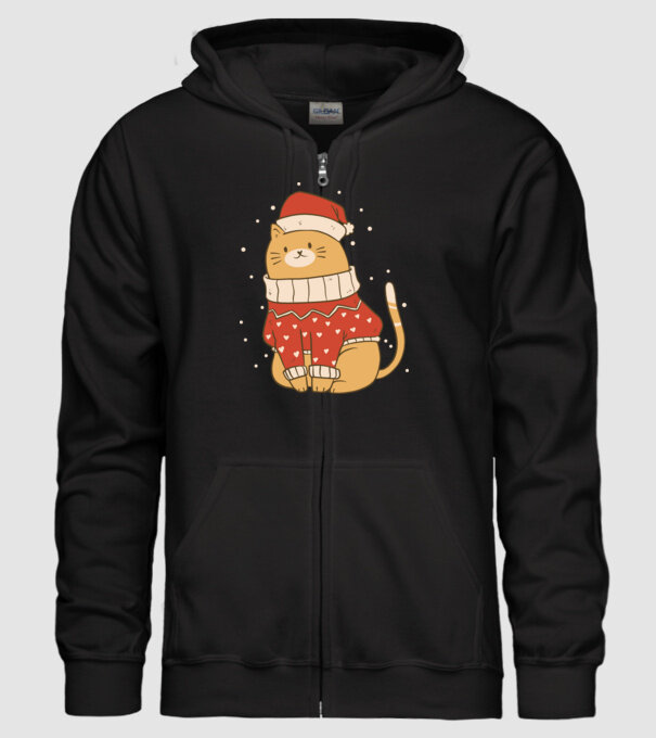Christmas cat model negru pe tricou