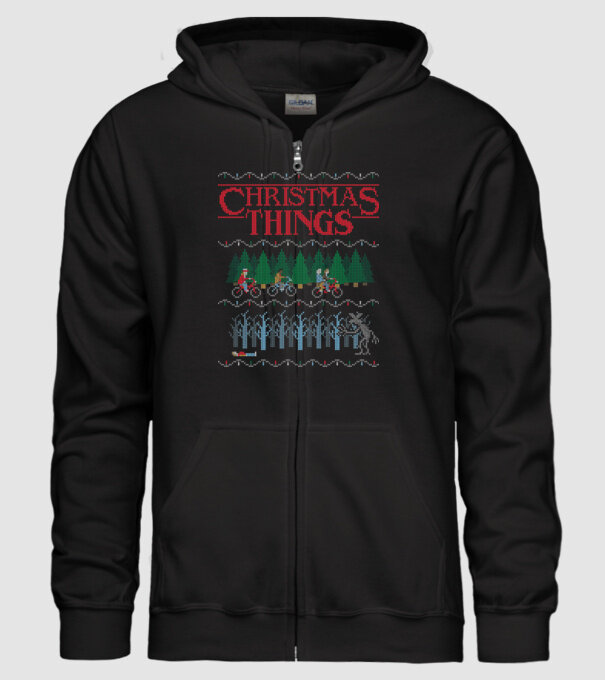 christmas things ugly sweater model negru pe tricou