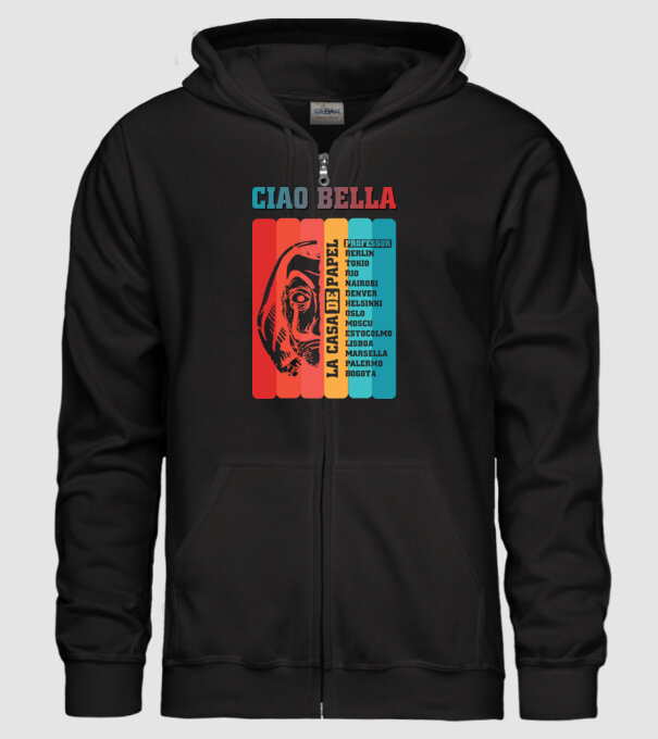 ciao bella retro model negru pe tricou