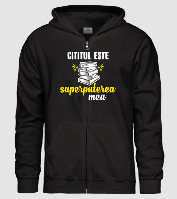 cititul este superputerea mea model negru pe tricou