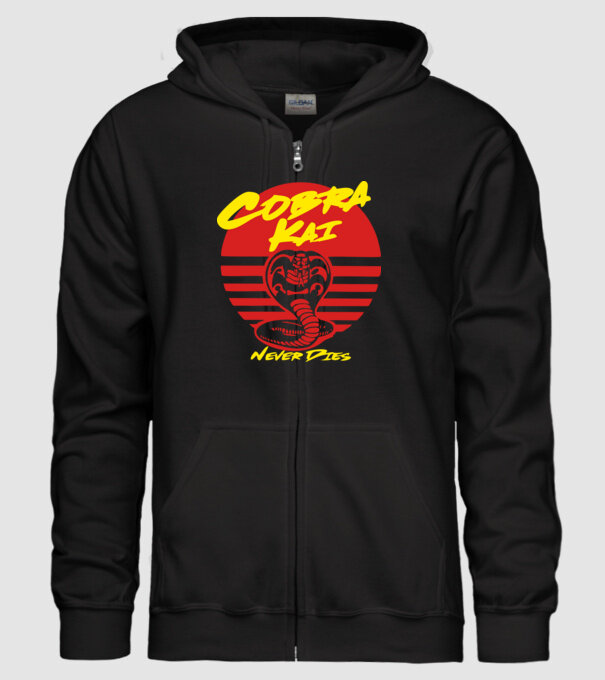 cobra kai sunset logo model negru pe tricou