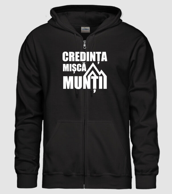 Credința mișcă munții model negru pe tricou