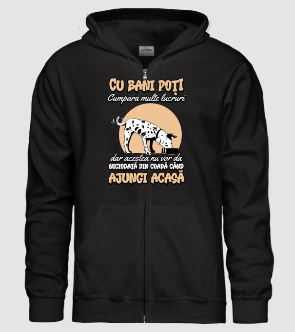 cu bani poți cumpăra multe lucruri, dar acestea nu vor da niciodată din coadă când ajungi acasă model negru pe tricou