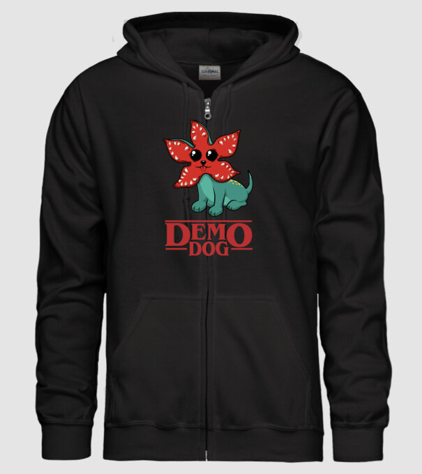 cute demodog model negru pe tricou