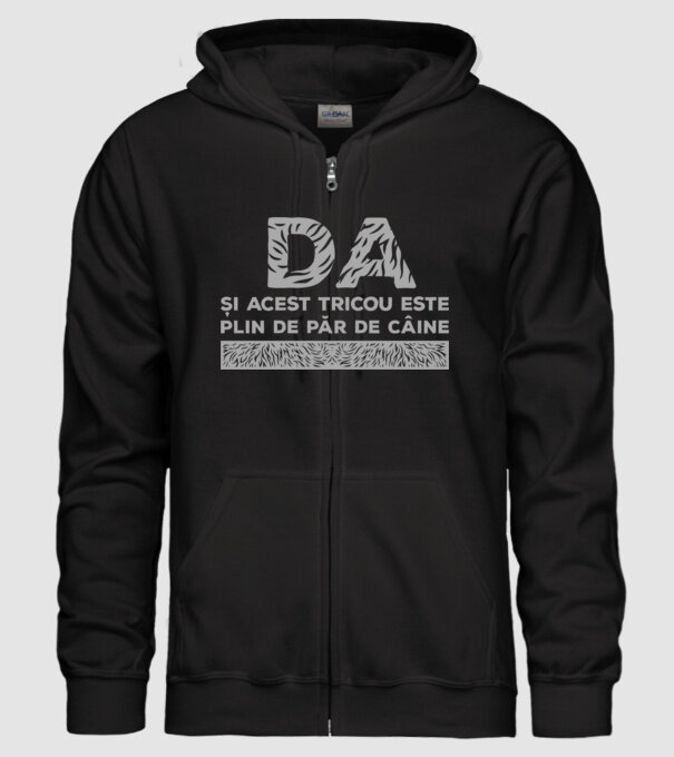 da, și acest tricou este plin de păr de câine model negru pe tricou