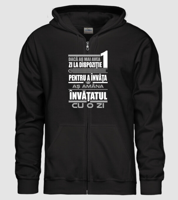 dacă aș mai avea o zi la dispoziție pentru a învăța, aș amâna învățatul cu o zi model negru pe tricou