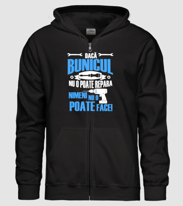 Dacă bunicul nu o poate repara, nimeni nu o poate face! model negru pe tricou