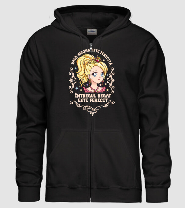 Dacă regina este fericită, întregul regat este fericit. model negru pe tricou