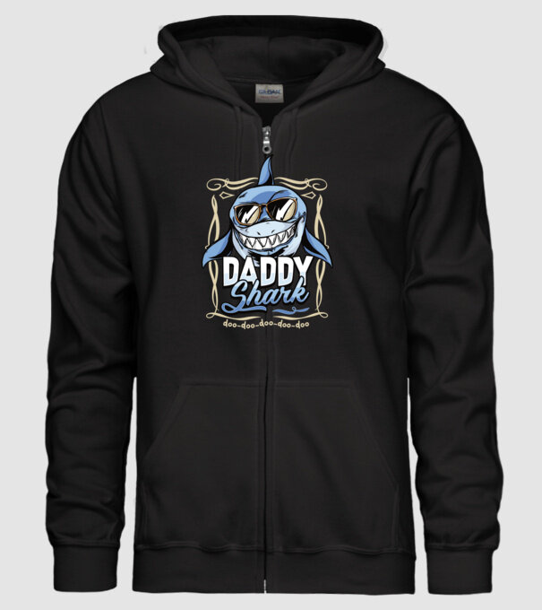 Daddy Shark model negru pe tricou