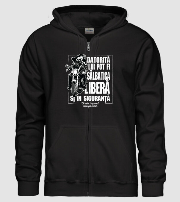 datorită ei pot fi sălbatic, liber și în siguranță - ea este îngerul meu păzitor model negru pe tricou