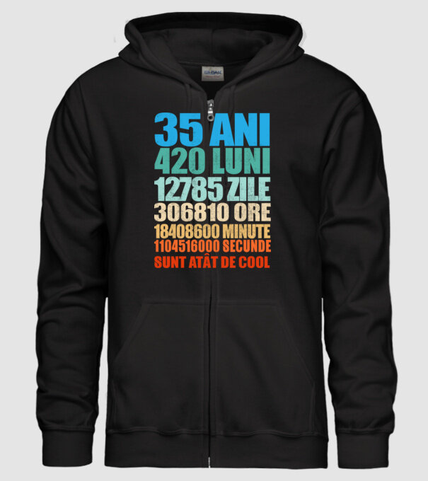 De 35 ani - luni - zile - ore - minute - secunde - sunt atât de cool model negru pe tricou