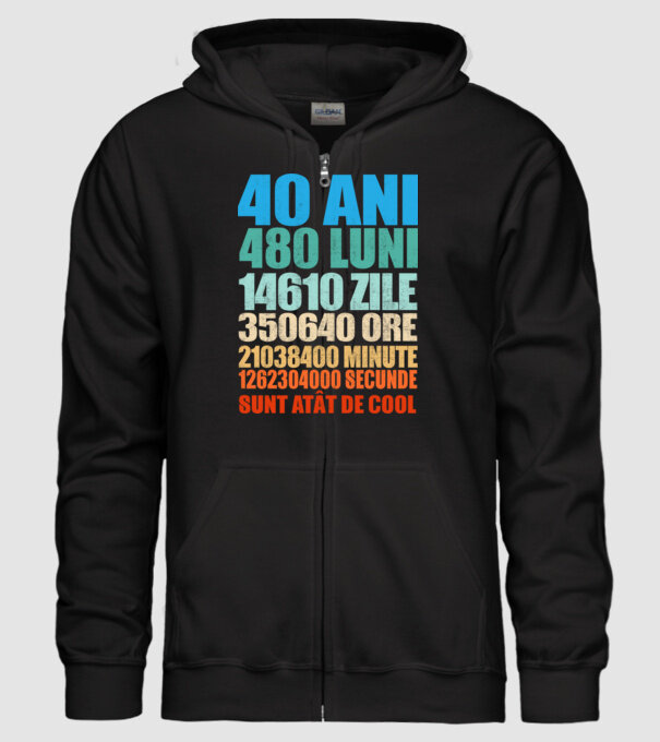 De 40 ani - luni - zile - ore - minute - secunde - sunt atât de cool model negru pe tricou