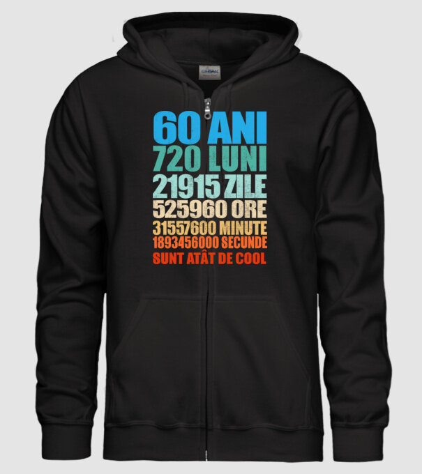 De 60 ani - luni - zile - ore - minute - secunde - sunt atât de cool model negru pe tricou