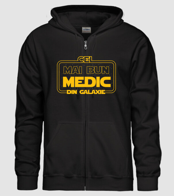 Cel mai bun medic din galaxie model negru pe tricou