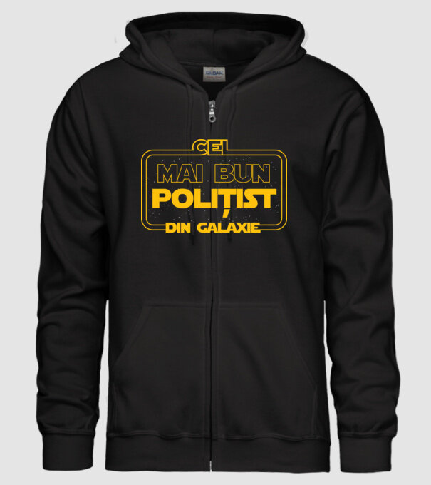 Cel mai bun polițist din galaxie model negru pe tricou