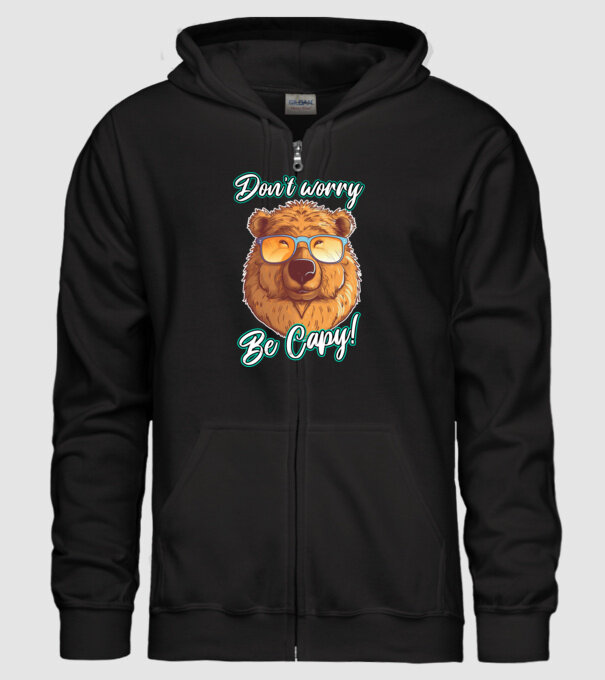 Don't worry be Capy model negru pe tricou