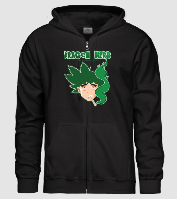 dragon herb smoke model negru pe tricou