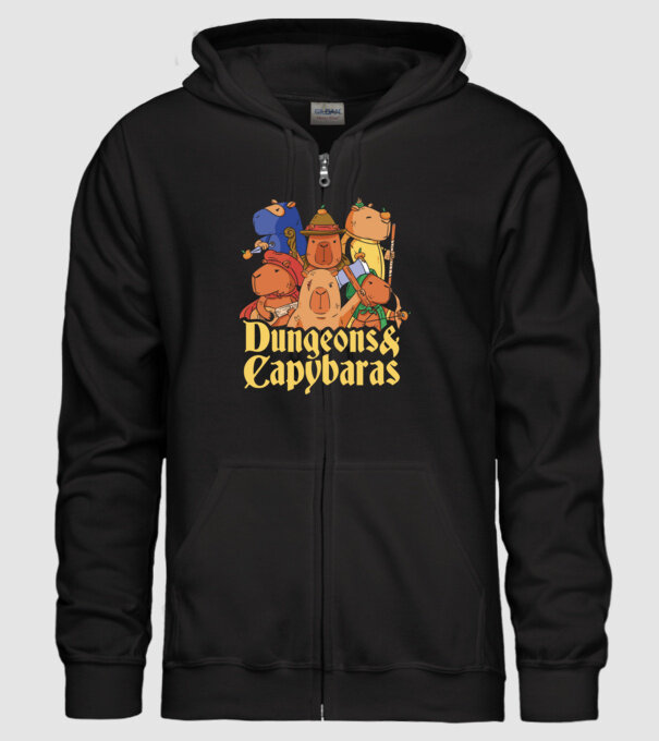 Dungeons and Capybaras model negru pe tricou