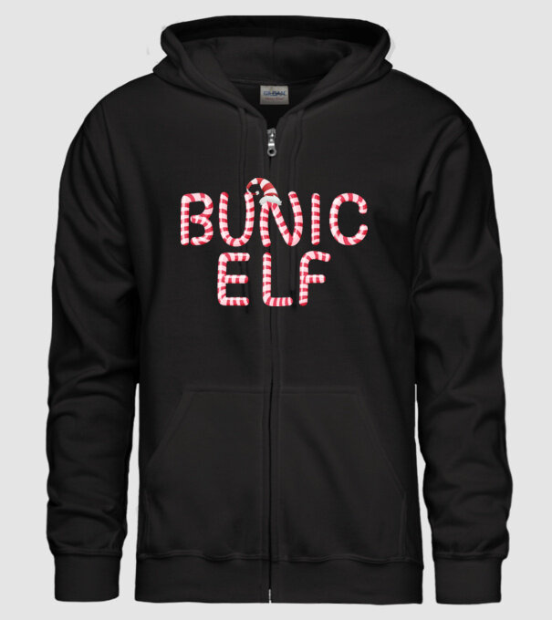 bunic elf model negru pe tricou