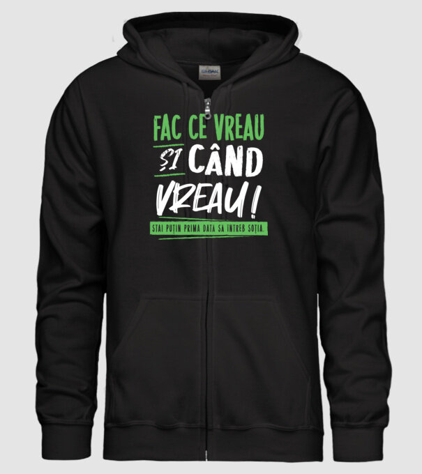 Fac ce vreau și când vreau! model negru pe tricou