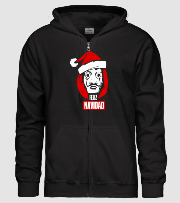 feliz navidad merry christmas money heist model negru pe tricou