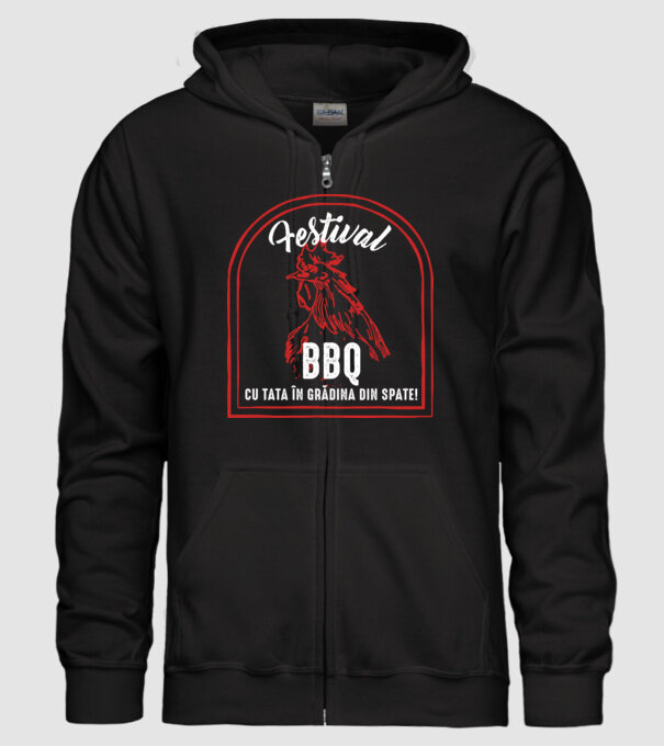 Festival BBQ - cu tata în grădina din spate! model negru pe tricou