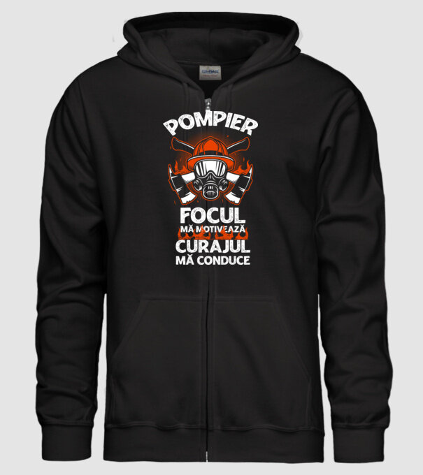 Focul mă motivează, curajul mă conduce Pompier model negru pe tricou