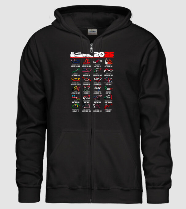 F1 calendar 2025 Negru model negru pe tricou