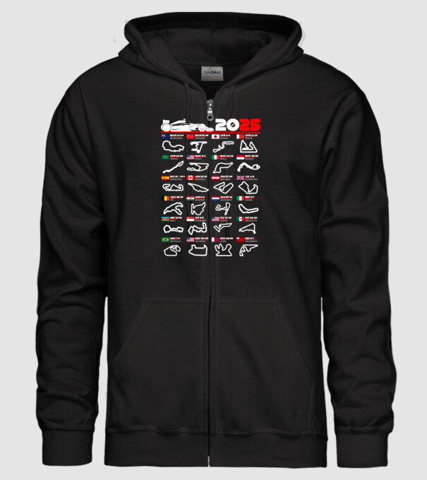 F1 calendar 2025 negru model negru pe tricou